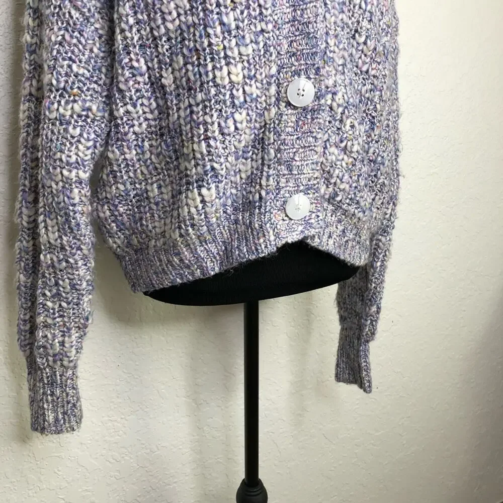 Pistola Lorena purple white confetti wool alpaca blend button cardigan Small